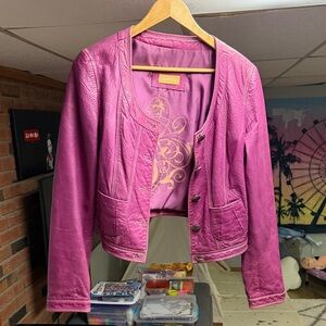 Escada Fuchsia Leather Jacket